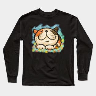 Tortoiseshell cat is satisfied Long Sleeve T-Shirt